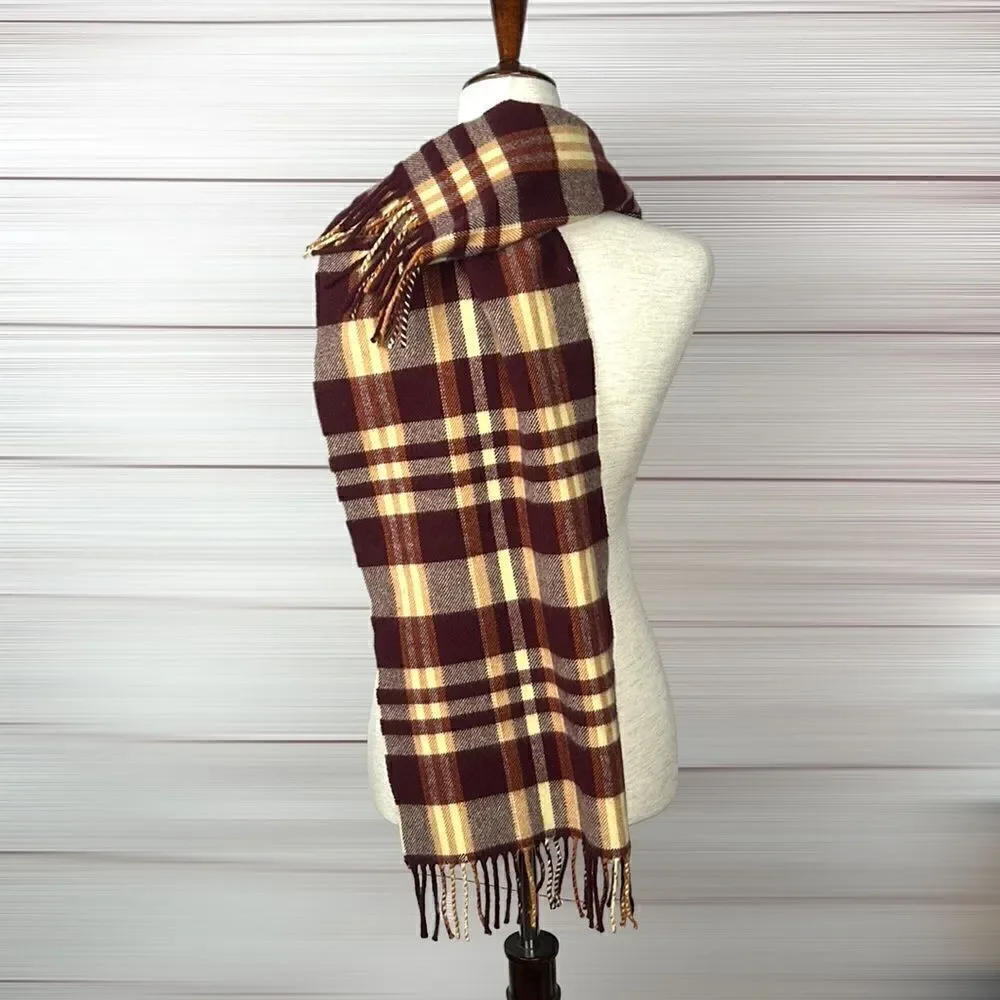 Vintage 100% Pure New Wool England Tartan Plaid Scarf 57x11,5 inches.